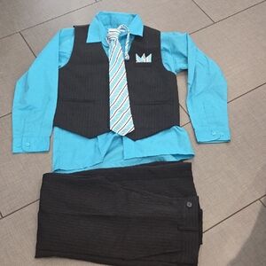 Stylish Kids 4pc Suit Set - Teal and Black